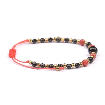 Bransoletka celebrytka czarny TURMALIN JASPIS HEMATYT ochrona i energia